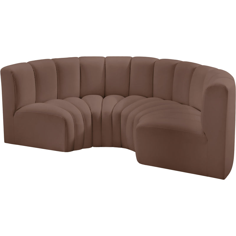 Meridian Arc Brown Vegan Leather 4 pc Modular Sectional IMAGE 4