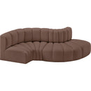 Meridian Arc Brown Vegan Leather 4 pc Modular Sectional IMAGE 3