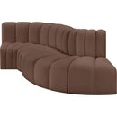 Meridian Arc Brown Vegan Leather 4 pc Modular Sectional IMAGE 4