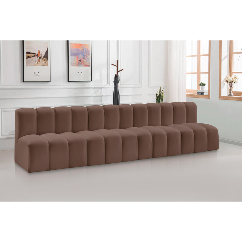 Meridian Arc Brown Vegan Leather 4 pc Modular Sectional IMAGE 2