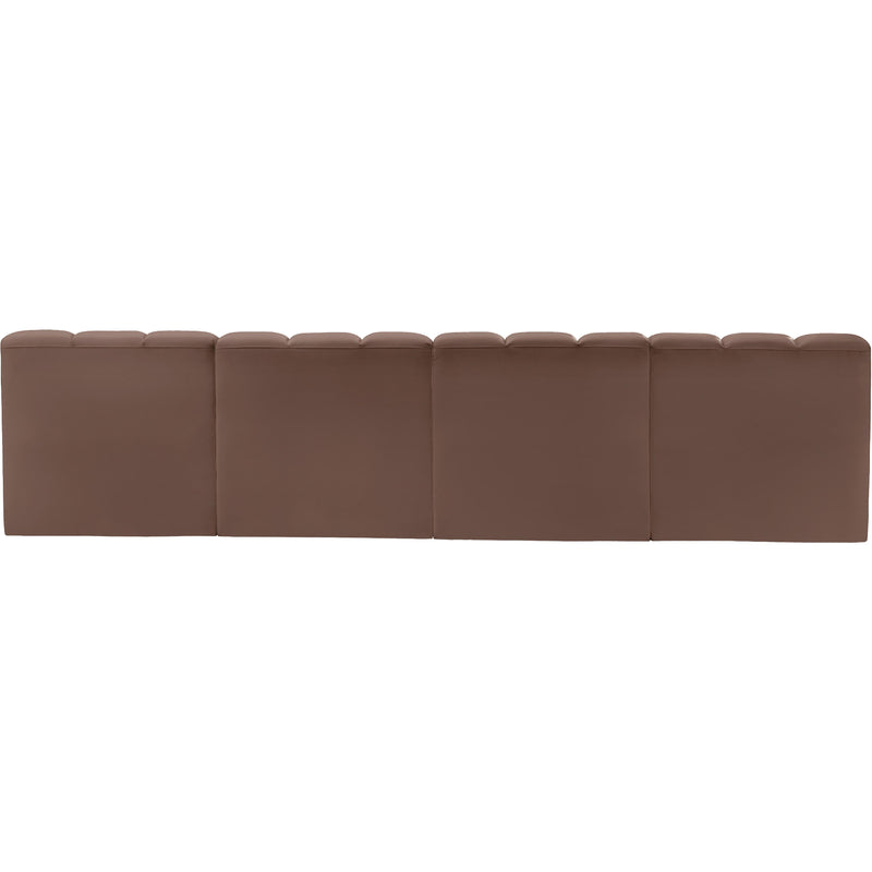 Meridian Arc Brown Vegan Leather 4 pc Modular Sectional IMAGE 5