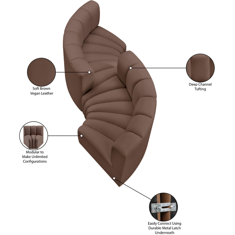 Meridian Arc Brown Vegan Leather 4 pc Modular Sectional IMAGE 12