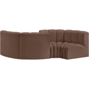 Meridian Arc Brown Vegan Leather 4 pc Modular Sectional IMAGE 3