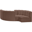 Meridian Arc Brown Vegan Leather 4 pc Modular Sectional IMAGE 6