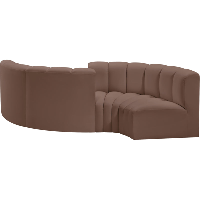 Meridian Arc Brown Vegan Leather 4 pc Modular Sectional IMAGE 6