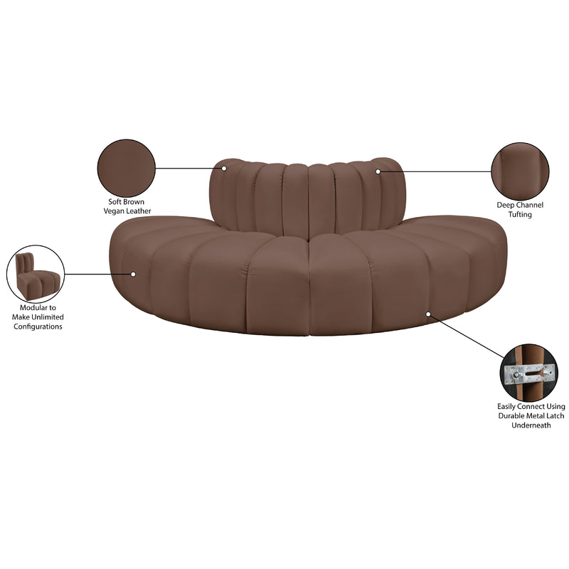 Meridian Arc Brown Vegan Leather 4 pc Modular Sectional IMAGE 12