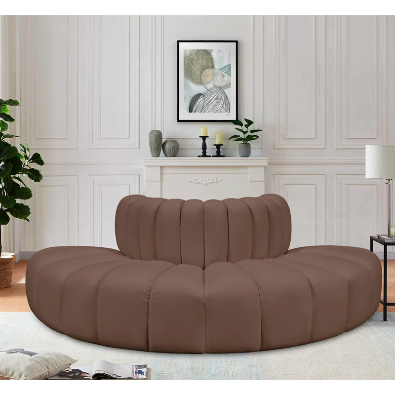 Meridian Arc Brown Vegan Leather 4 pc Modular Sectional IMAGE 2