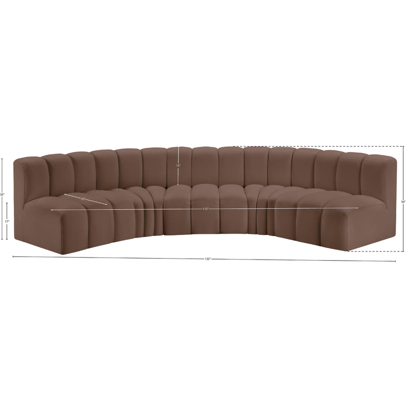 Meridian Arc Brown Vegan Leather 5 pc Modular Sectional IMAGE 11
