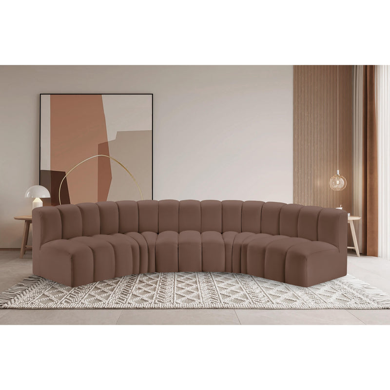 Meridian Arc Brown Vegan Leather 5 pc Modular Sectional IMAGE 2