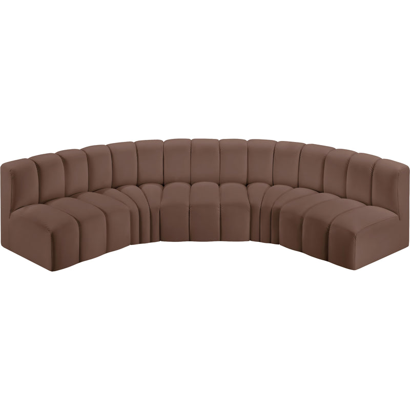 Meridian Arc Brown Vegan Leather 5 pc Modular Sectional IMAGE 3