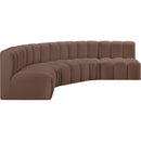 Meridian Arc Brown Vegan Leather 5 pc Modular Sectional IMAGE 4