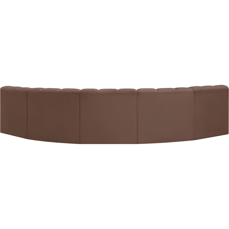 Meridian Arc Brown Vegan Leather 5 pc Modular Sectional IMAGE 6