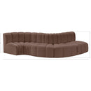Meridian Arc Brown Vegan Leather 5 pc Modular Sectional IMAGE 11