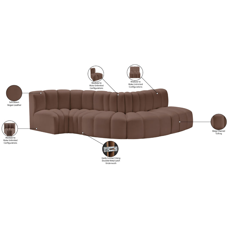Meridian Arc Brown Vegan Leather 5 pc Modular Sectional IMAGE 12