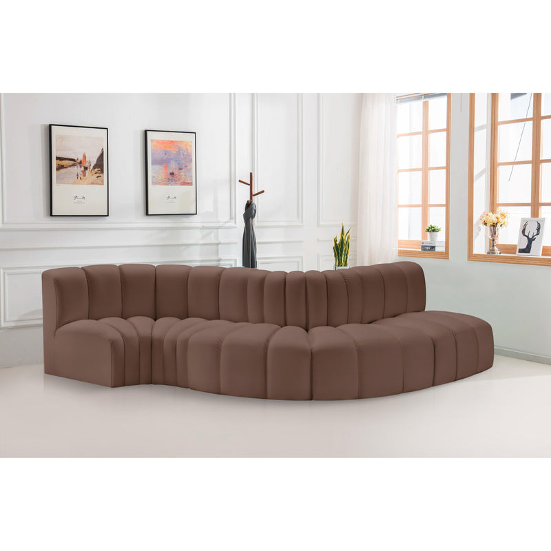 Meridian Arc Brown Vegan Leather 5 pc Modular Sectional IMAGE 2