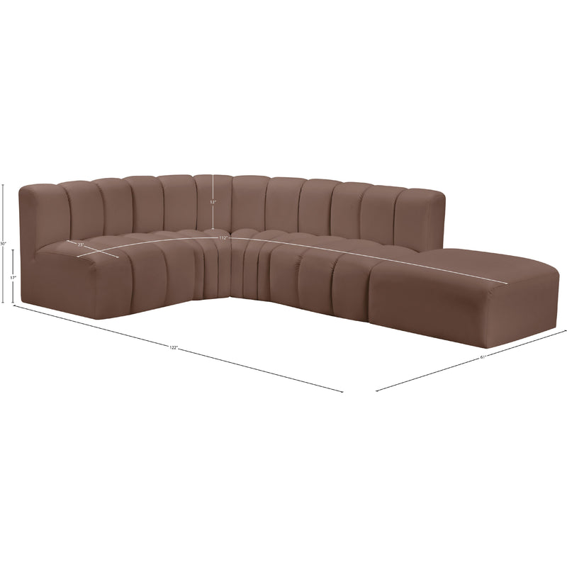 Meridian Arc Brown Vegan Leather 5 pc Modular Sectional IMAGE 15