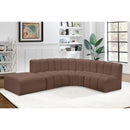 Meridian Arc Brown Vegan Leather 5 pc Modular Sectional IMAGE 4
