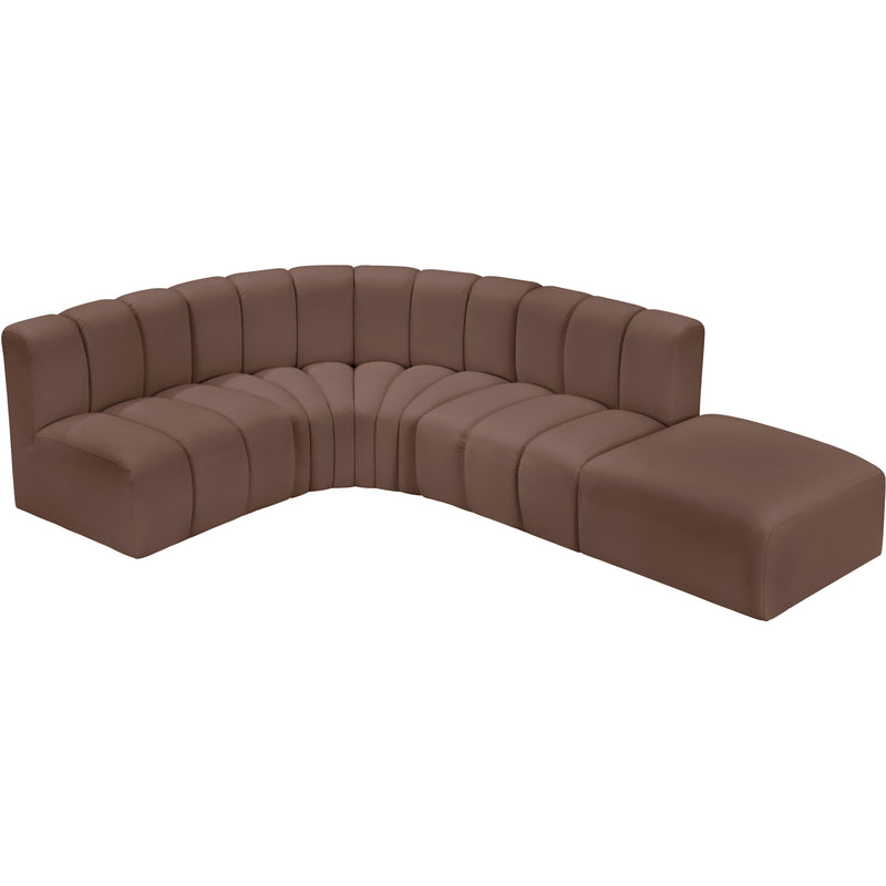 Meridian Arc Brown Vegan Leather 5 pc Modular Sectional IMAGE 5