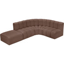 Meridian Arc Brown Vegan Leather 5 pc Modular Sectional IMAGE 6