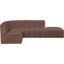 Meridian Arc Brown Vegan Leather 5 pc Modular Sectional IMAGE 7