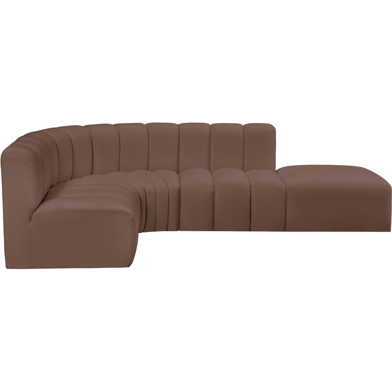Meridian Arc Brown Vegan Leather 5 pc Modular Sectional IMAGE 7