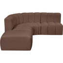 Meridian Arc Brown Vegan Leather 5 pc Modular Sectional IMAGE 8