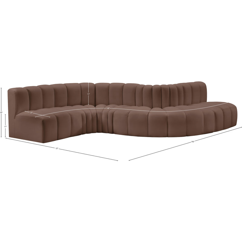 Meridian Arc Brown Vegan Leather 6 pc Modular Sectional IMAGE 10