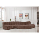 Meridian Arc Brown Vegan Leather 6 pc Modular Sectional IMAGE 2