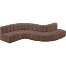 Meridian Arc Brown Vegan Leather 6 pc Modular Sectional IMAGE 3