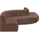 Meridian Arc Brown Vegan Leather 6 pc Modular Sectional IMAGE 4