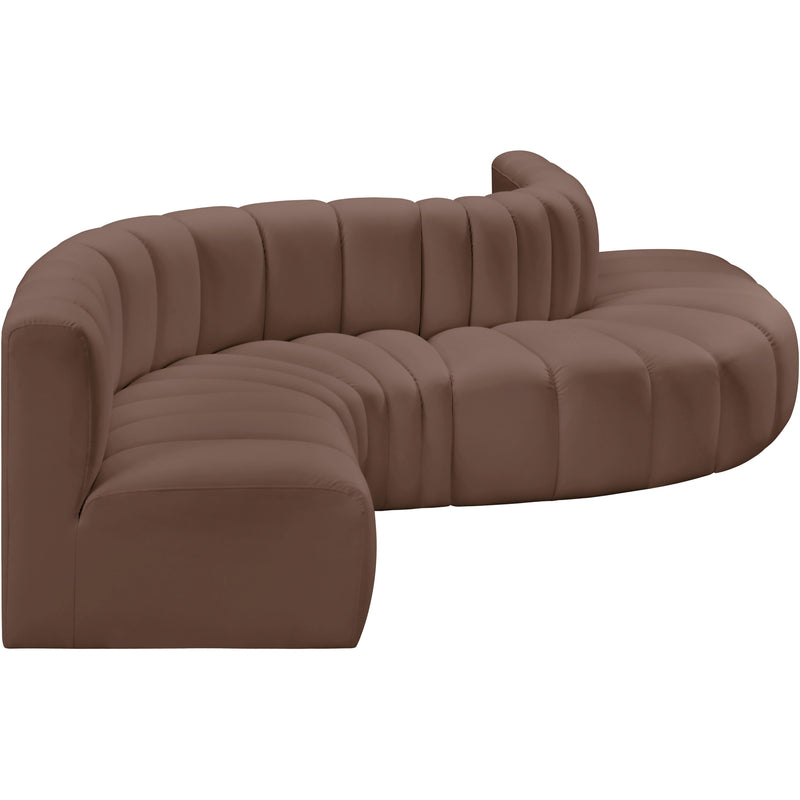 Meridian Arc Brown Vegan Leather 6 pc Modular Sectional IMAGE 4