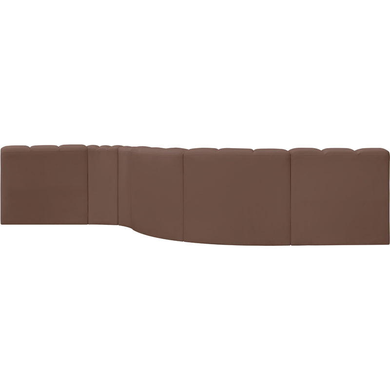 Meridian Arc Brown Vegan Leather 6 pc Modular Sectional IMAGE 5