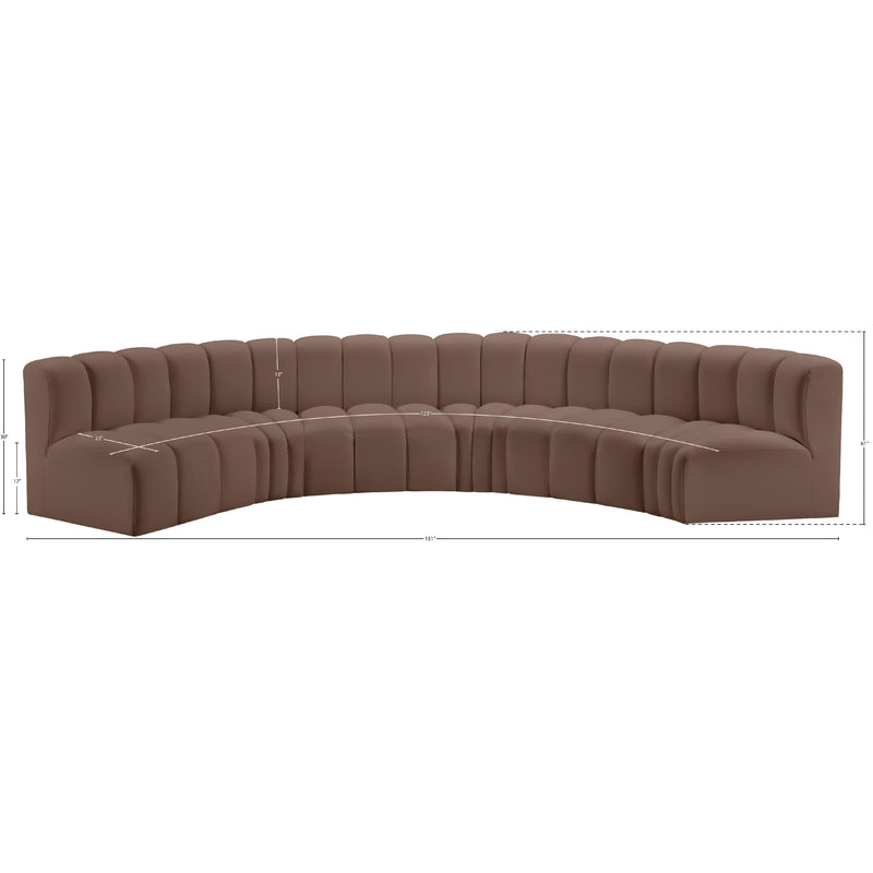 Meridian Arc Brown Vegan Leather 6 pc Modular Sectional IMAGE 11