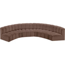 Meridian Arc Brown Vegan Leather 6 pc Modular Sectional IMAGE 3