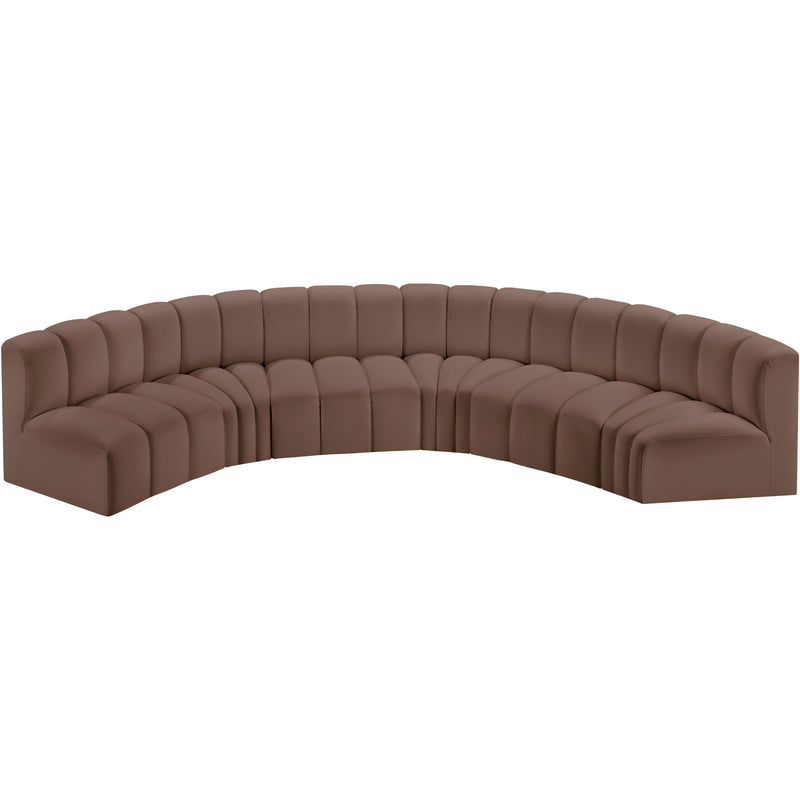 Meridian Arc Brown Vegan Leather 6 pc Modular Sectional IMAGE 3