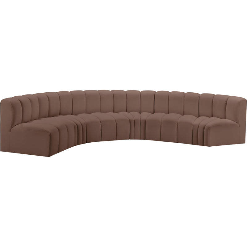 Meridian Arc Brown Vegan Leather 6 pc Modular Sectional IMAGE 4