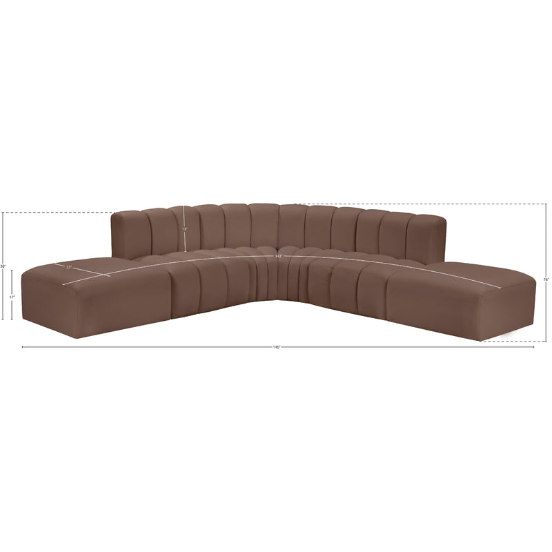 Meridian Arc Brown Vegan Leather 6 pc Modular Sectional IMAGE 11