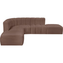 Meridian Arc Brown Vegan Leather 6 pc Modular Sectional IMAGE 4