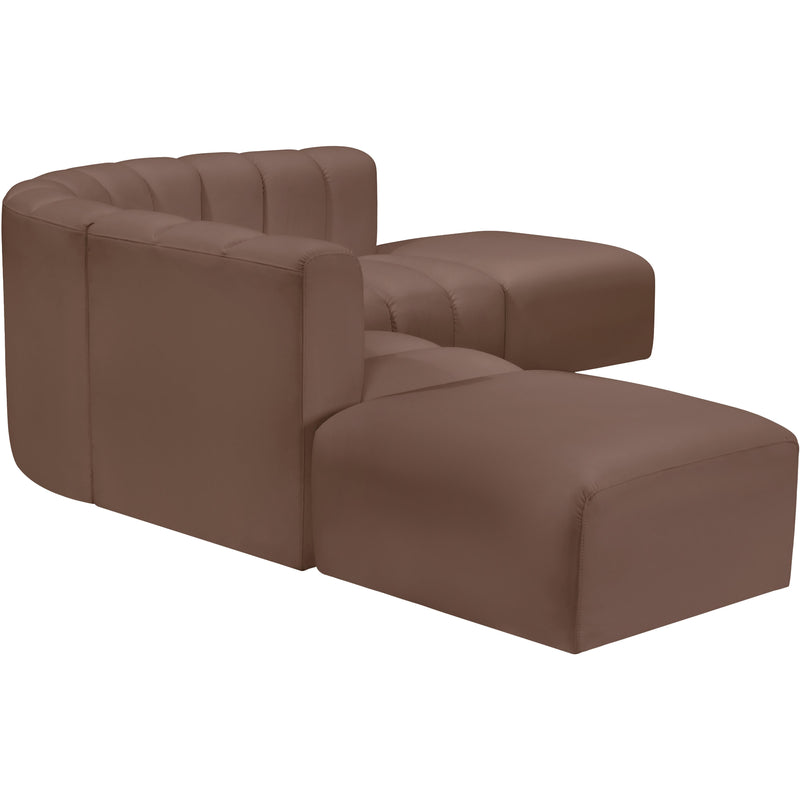 Meridian Arc Brown Vegan Leather 6 pc Modular Sectional IMAGE 5