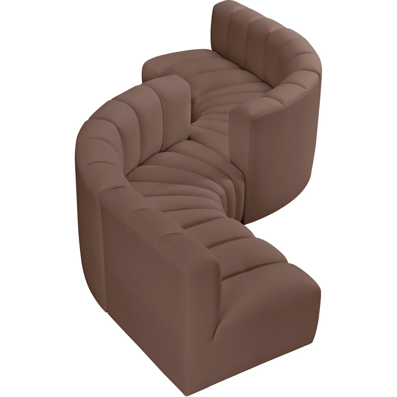 Meridian Arc Brown Vegan Leather 6 pc Modular Sectional IMAGE 3