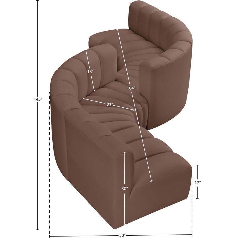 Meridian Arc Brown Vegan Leather 6 pc Modular Sectional IMAGE 7