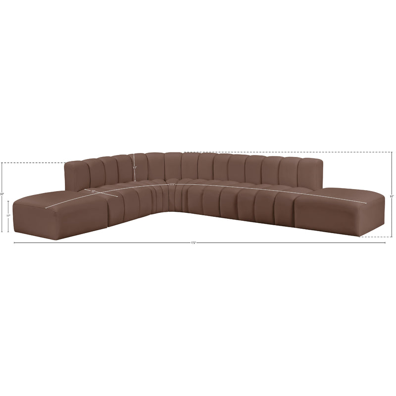 Meridian Arc Brown Vegan Leather 7 pc Modular Sectional IMAGE 10
