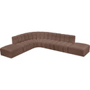 Meridian Arc Brown Vegan Leather 7 pc Modular Sectional IMAGE 3