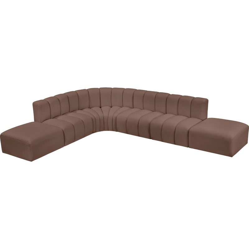 Meridian Arc Brown Vegan Leather 7 pc Modular Sectional IMAGE 3