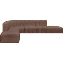 Meridian Arc Brown Vegan Leather 7 pc Modular Sectional IMAGE 4