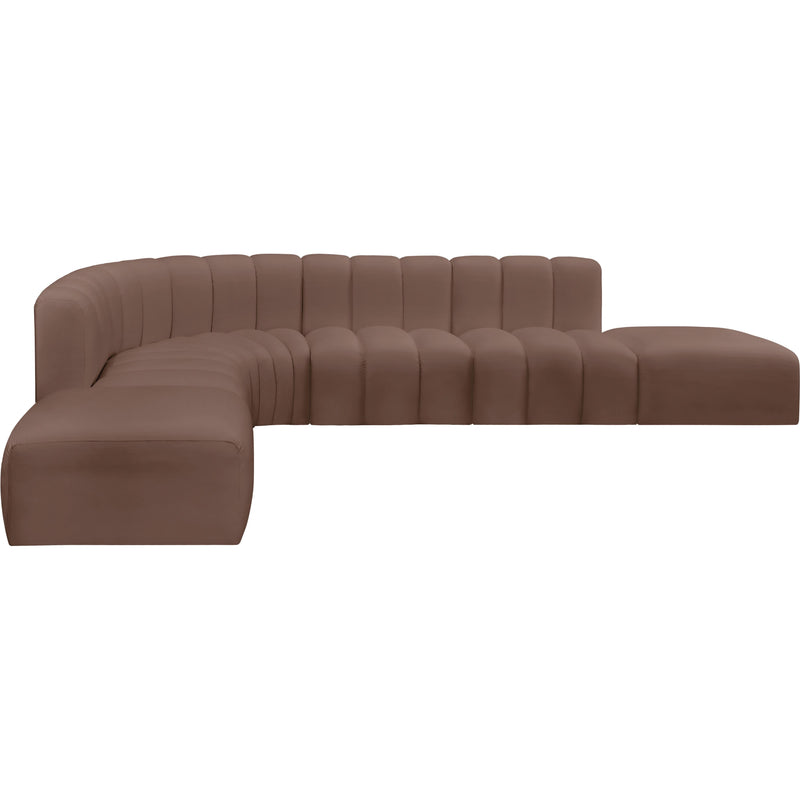 Meridian Arc Brown Vegan Leather 7 pc Modular Sectional IMAGE 4