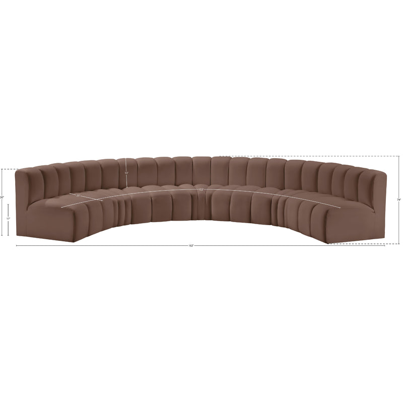 Meridian Arc Brown Vegan Leather 7 pc Modular Sectional IMAGE 11