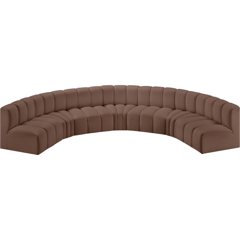 Meridian Arc Brown Vegan Leather 7 pc Modular Sectional IMAGE 3