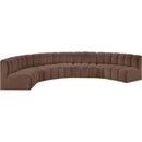 Meridian Arc Brown Vegan Leather 7 pc Modular Sectional IMAGE 4