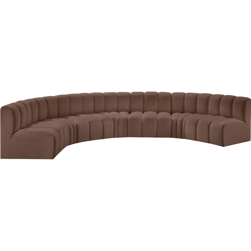 Meridian Arc Brown Vegan Leather 7 pc Modular Sectional IMAGE 4